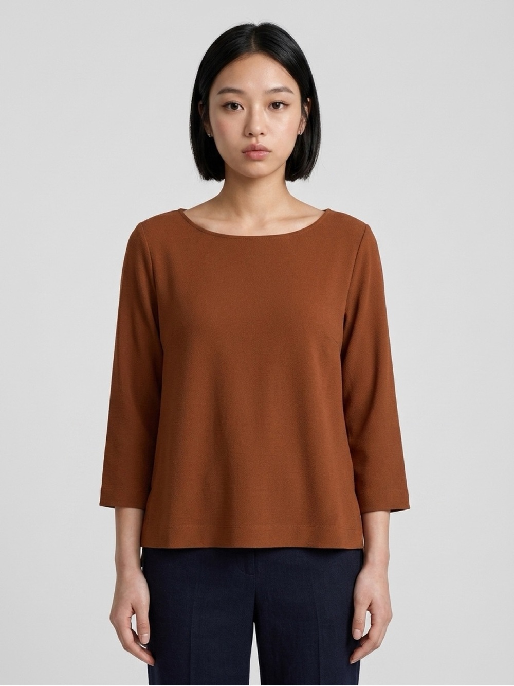 Eileen Fisher Brown Long sleeve top blouse size xl fall minimalist